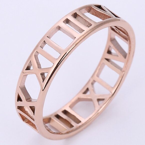 Roman Numeral Rose Gold Ring - Picture 1 of 2